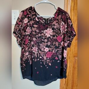 Maurices Black and Pink Floral Blouse